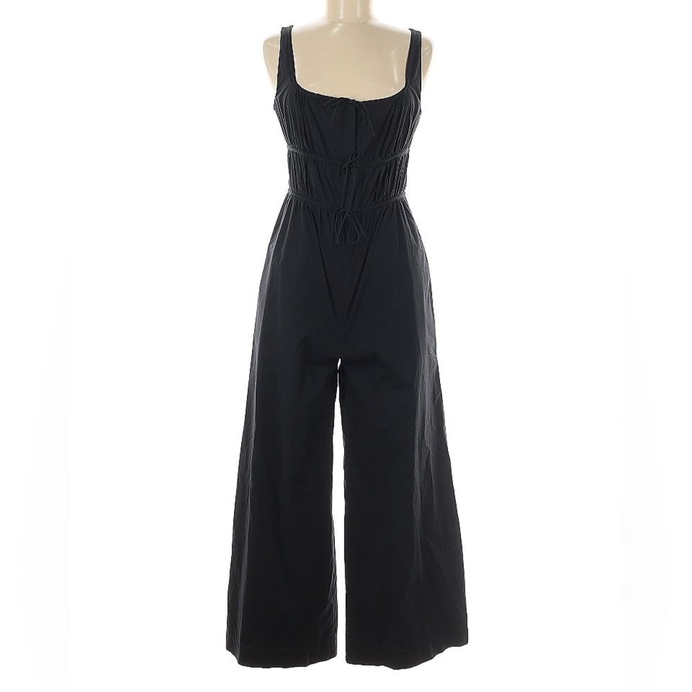 rebecca taylor ruched square neckline cotton silk jumpsuit